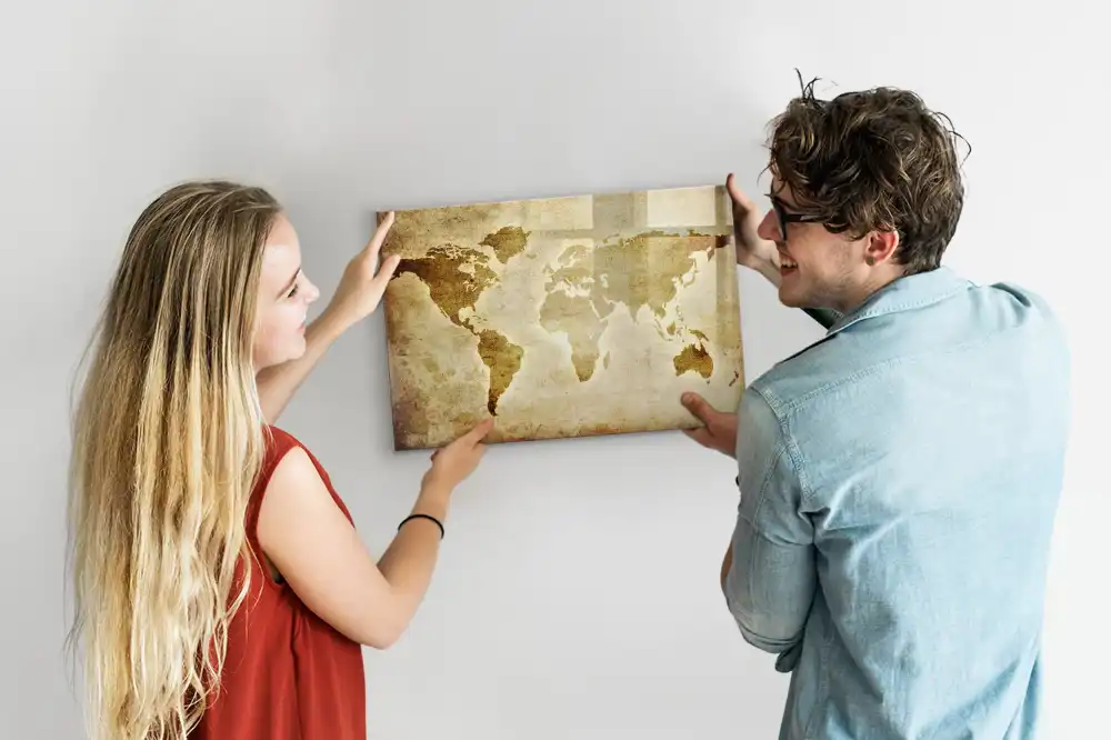 Tableau magnétique carte du monde ancienne