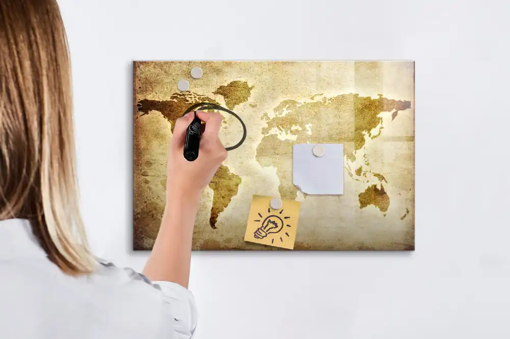 Tableau magnétique carte du monde ancienne