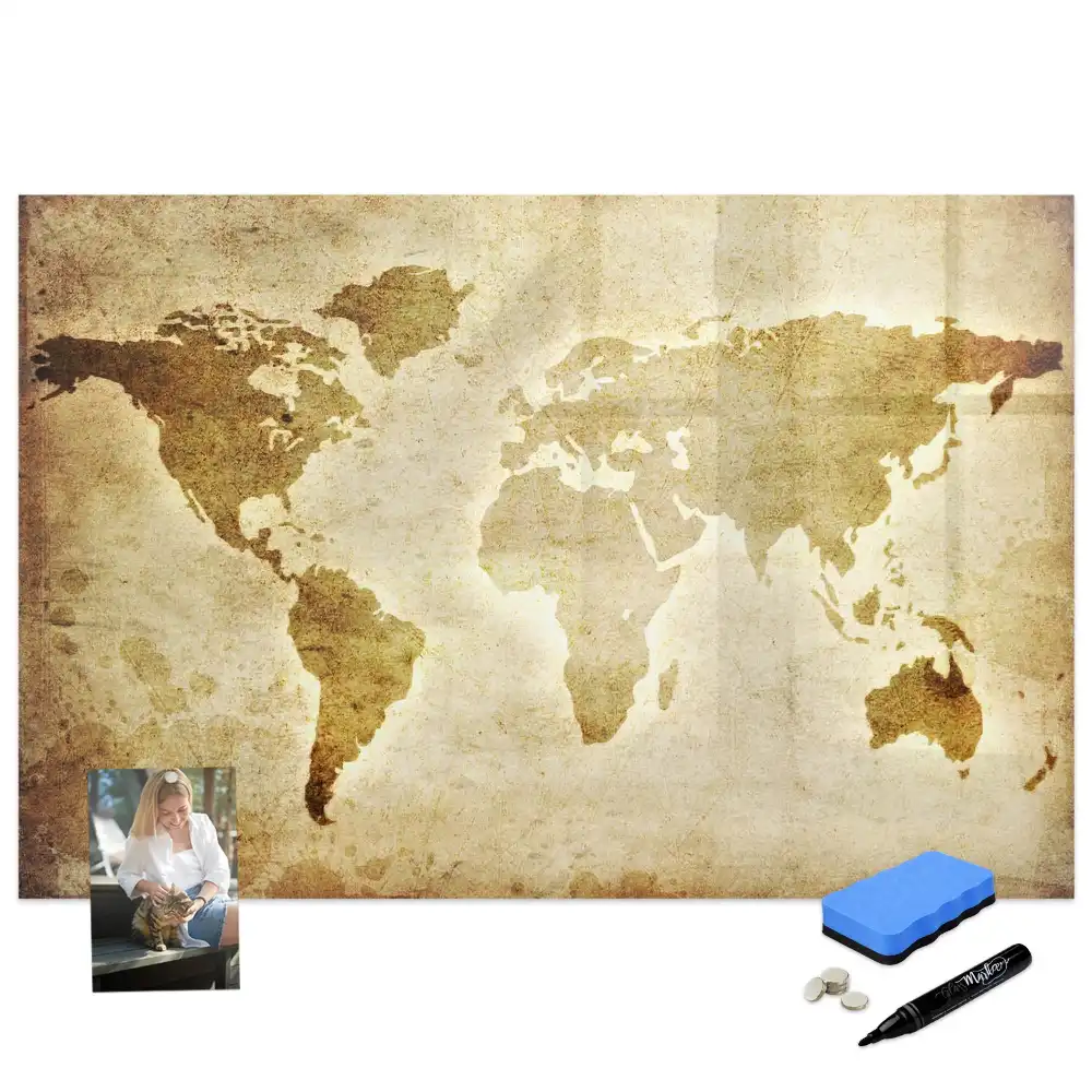 Tableau magnétique carte du monde ancienne
