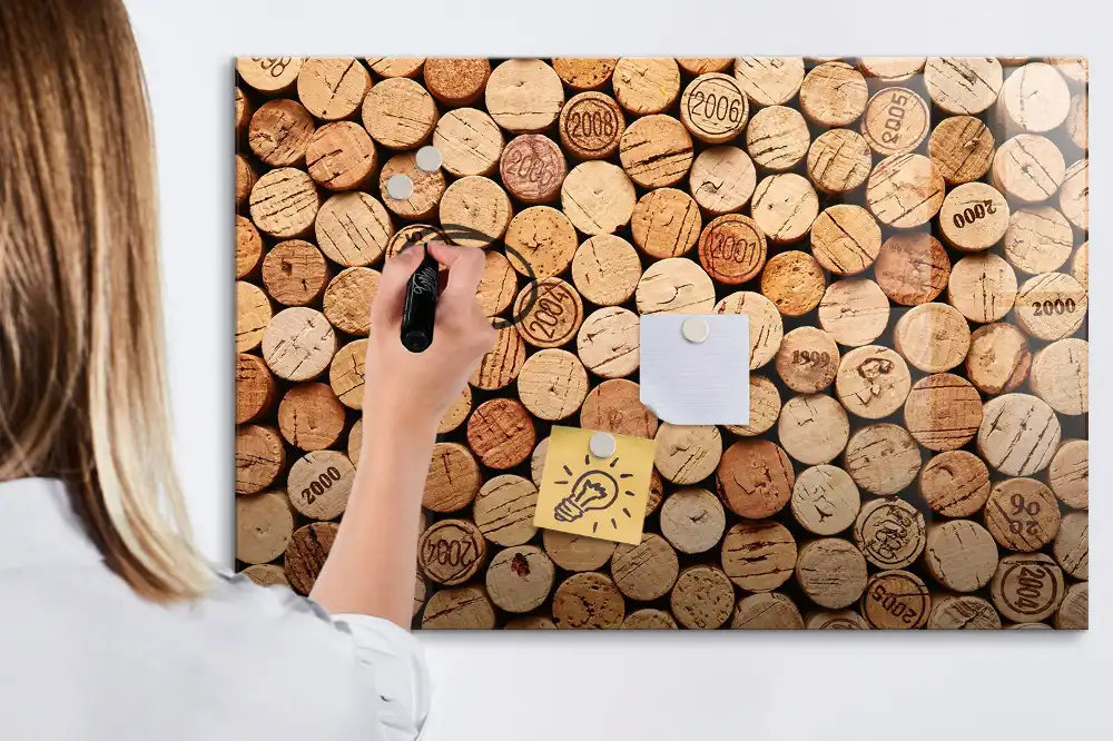 Tableau magnétique pour dessin motif gros plan de bouchons de vin