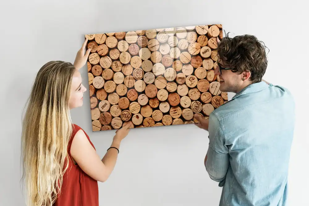 Tableau magnétique pour dessin motif gros plan de bouchons de vin