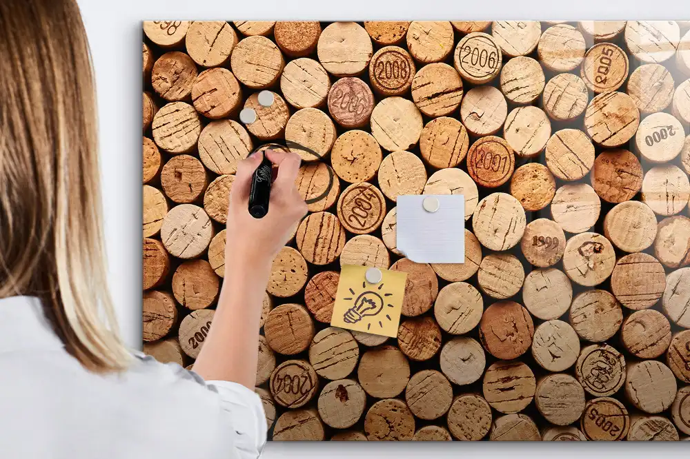 Tableau magnétique pour dessin motif gros plan de bouchons de vin