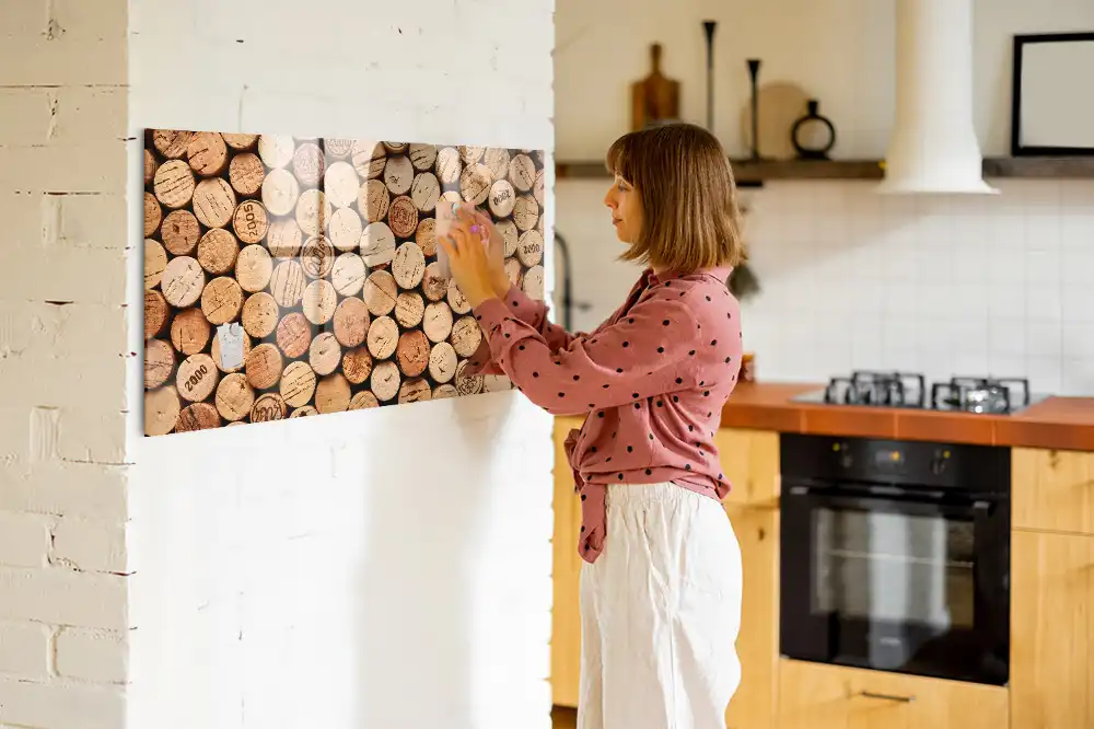 Tableau magnétique pour dessin motif gros plan de bouchons de vin