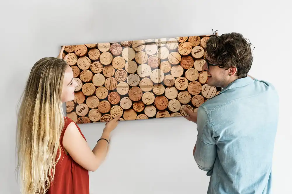 Tableau magnétique pour dessin motif gros plan de bouchons de vin