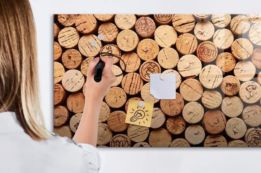 Tableau magnétique pour dessin motif gros plan de bouchons de vin
