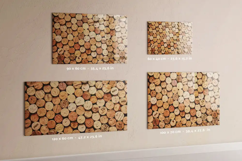 Tableau magnétique pour dessin motif gros plan de bouchons de vin