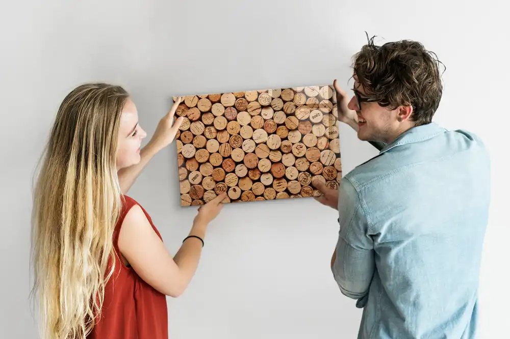 Tableau magnétique pour dessin motif gros plan de bouchons de vin
