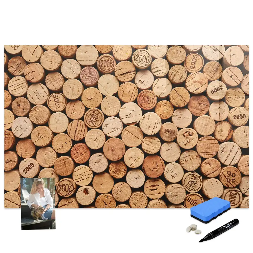 Tableau magnétique pour dessin motif gros plan de bouchons de vin