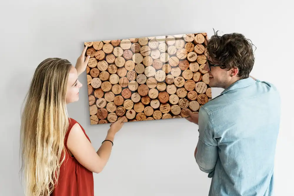Tableau magnétique pour dessin motif gros plan de bouchons de vin