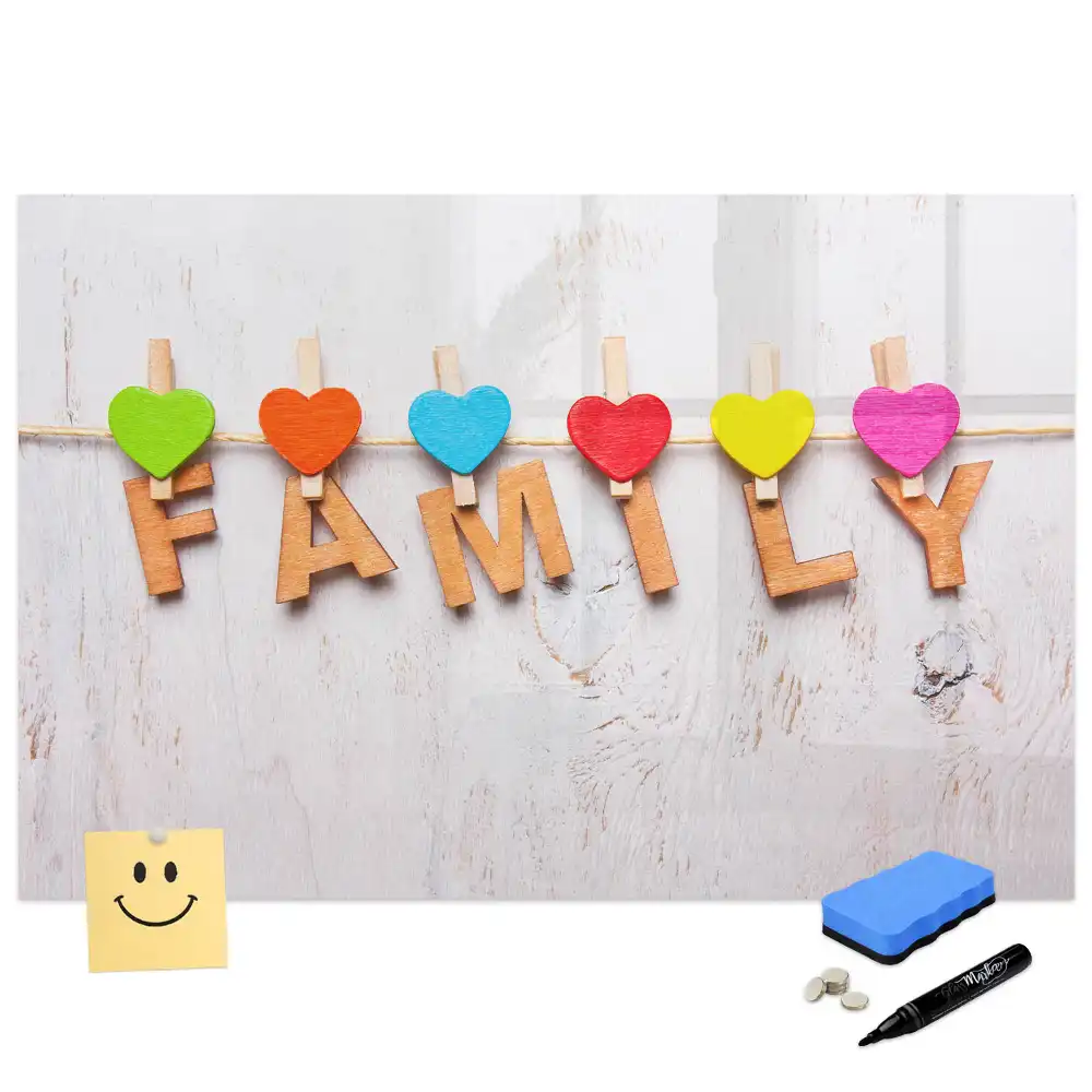 Tableau magnétique pour écriture avec inscription Foyer familial