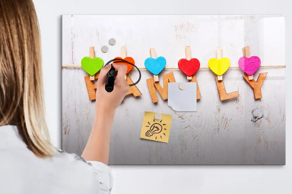 Tableau magnétique pour écriture avec inscription Foyer familial