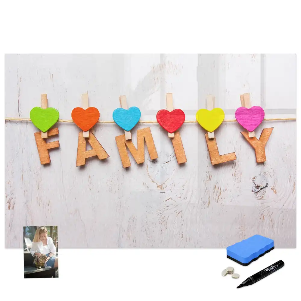 Tableau magnétique pour écriture avec inscription Foyer familial