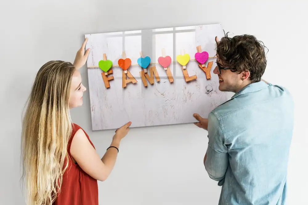 Tableau magnétique pour écriture avec inscription Foyer familial