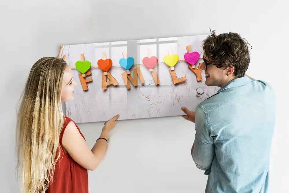 Tableau magnétique pour écriture avec inscription Foyer familial