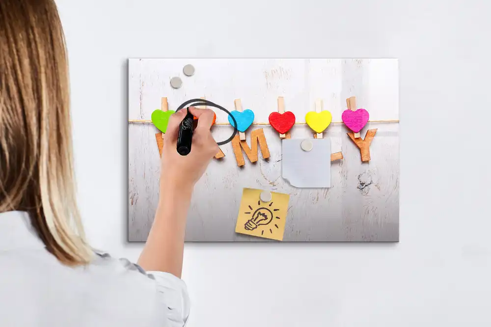 Tableau magnétique pour écriture avec inscription Foyer familial