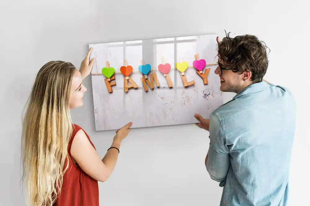 Tableau magnétique pour écriture avec inscription Foyer familial