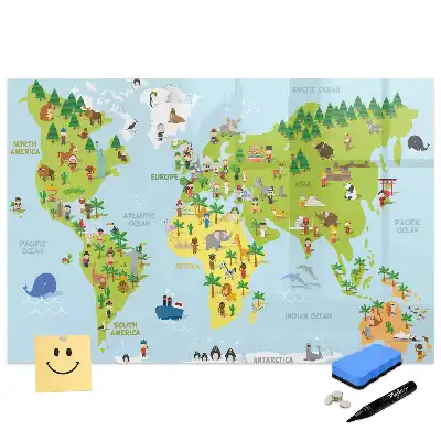 Tableau magnétique éducatif carte du monde