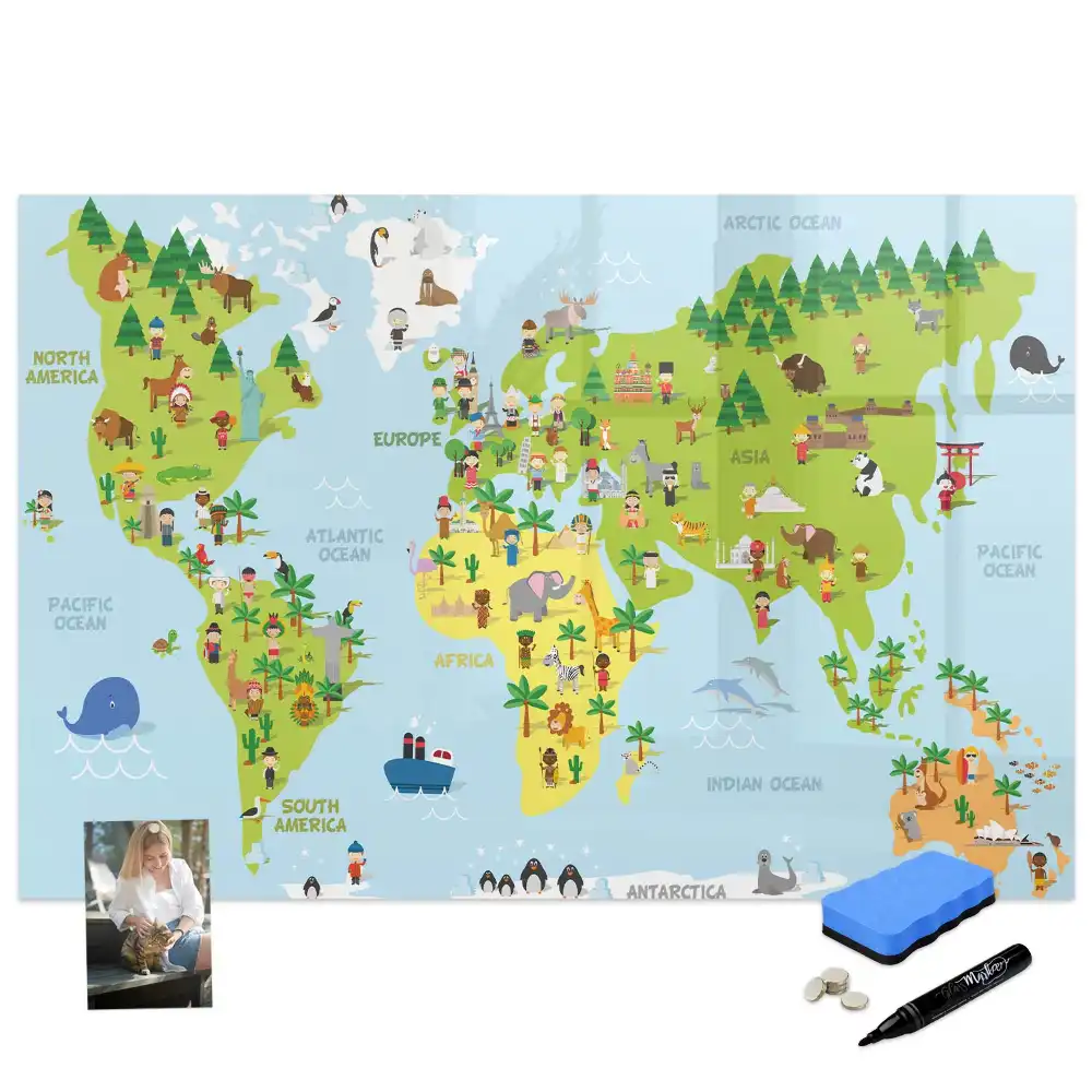 Tableau magnétique éducatif carte du monde