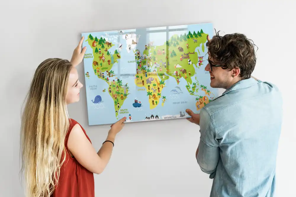 Tableau magnétique éducatif carte du monde