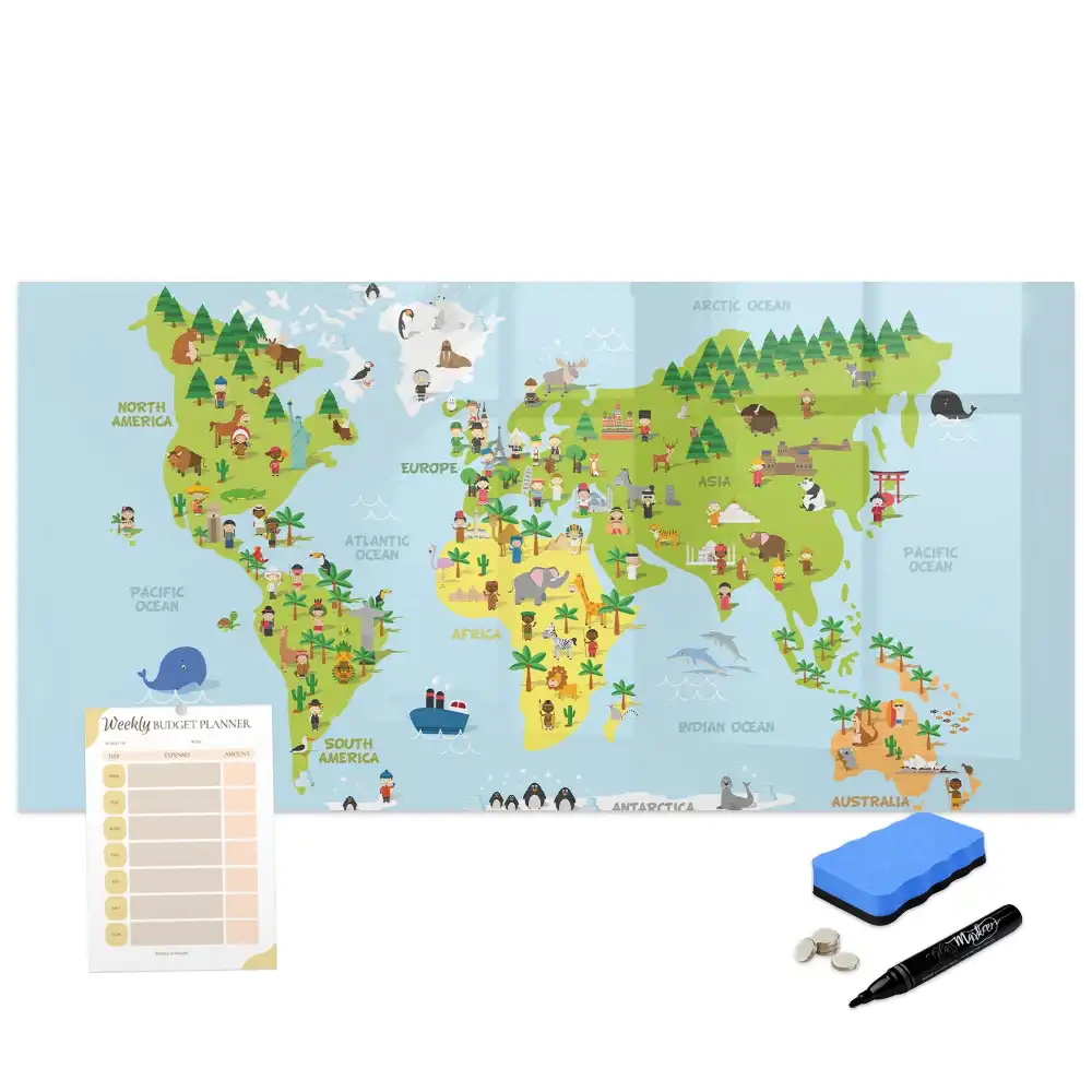 Tableau magnétique éducatif carte du monde