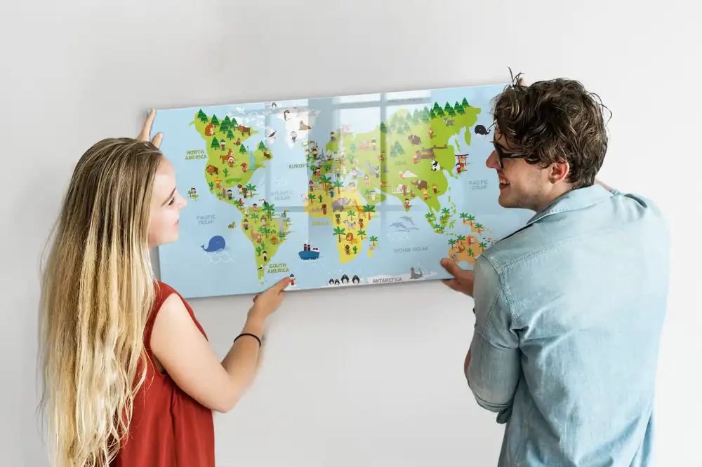 Tableau magnétique éducatif carte du monde