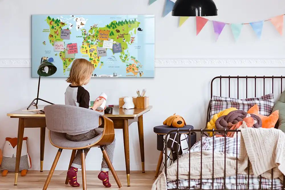 Tableau magnétique éducatif carte du monde