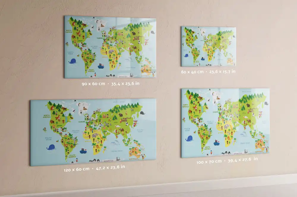 Tableau magnétique éducatif carte du monde