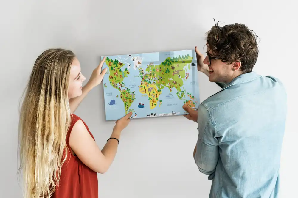 Tableau magnétique éducatif carte du monde