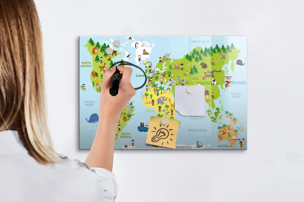 Tableau magnétique éducatif carte du monde