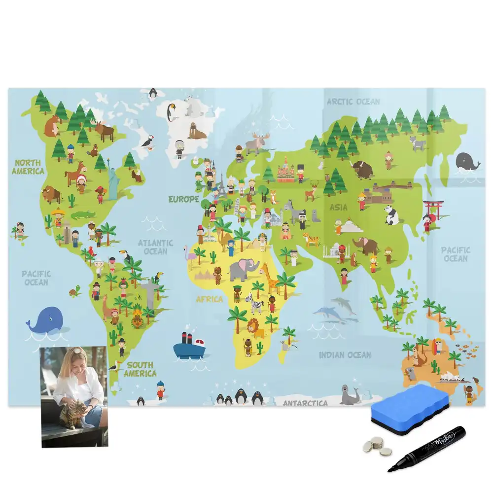 Tableau magnétique éducatif carte du monde