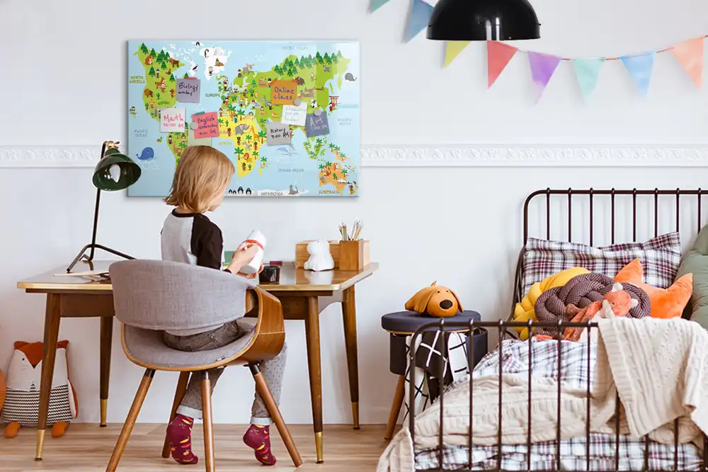 Tableau magnétique éducatif carte du monde