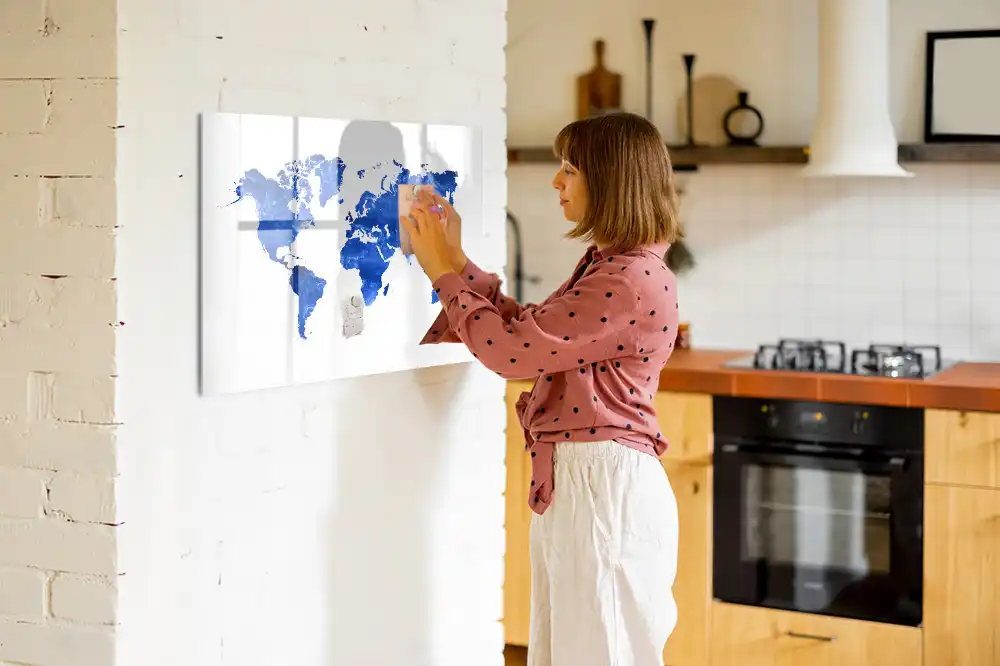 Tableau magnétique pour écriture motif espace étoilé avec mappemonde