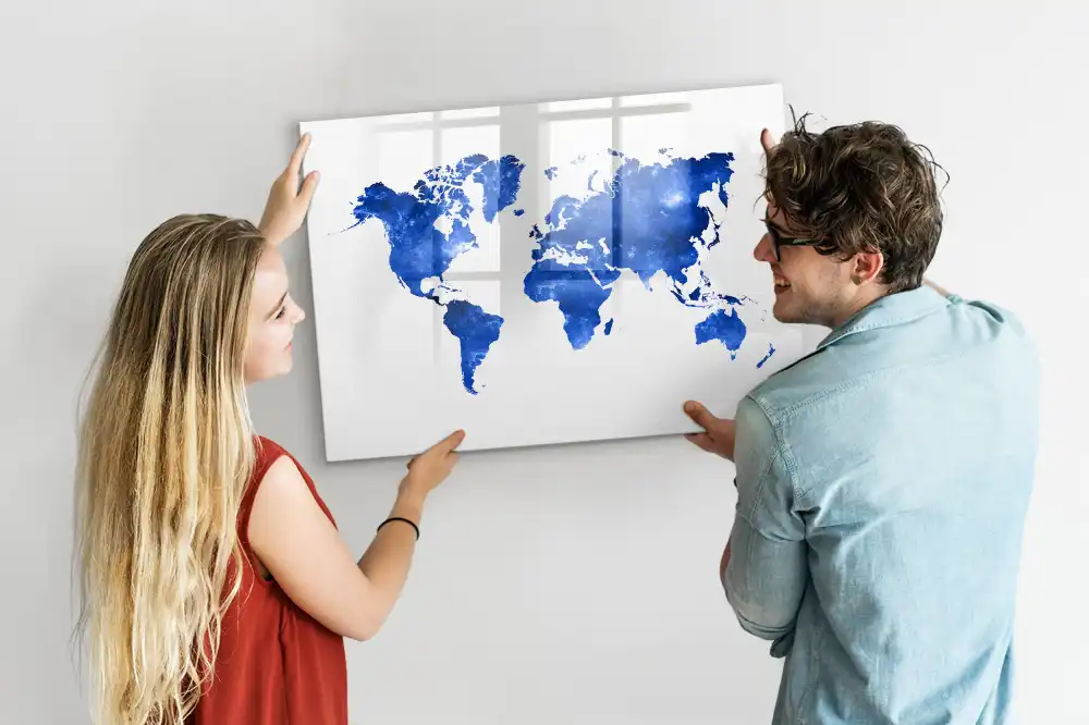Tableau magnétique pour écriture motif espace étoilé avec mappemonde