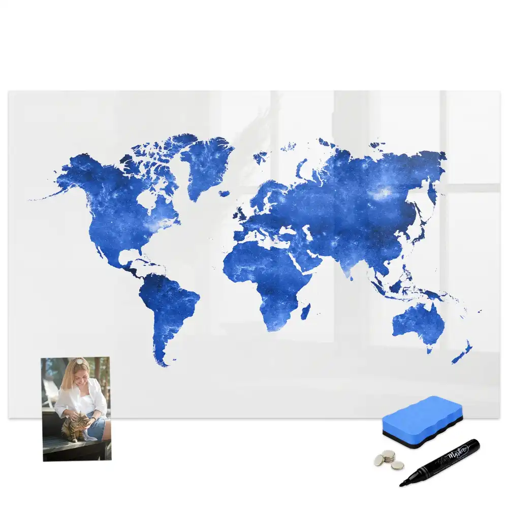 Tableau magnétique pour écriture motif espace étoilé avec mappemonde