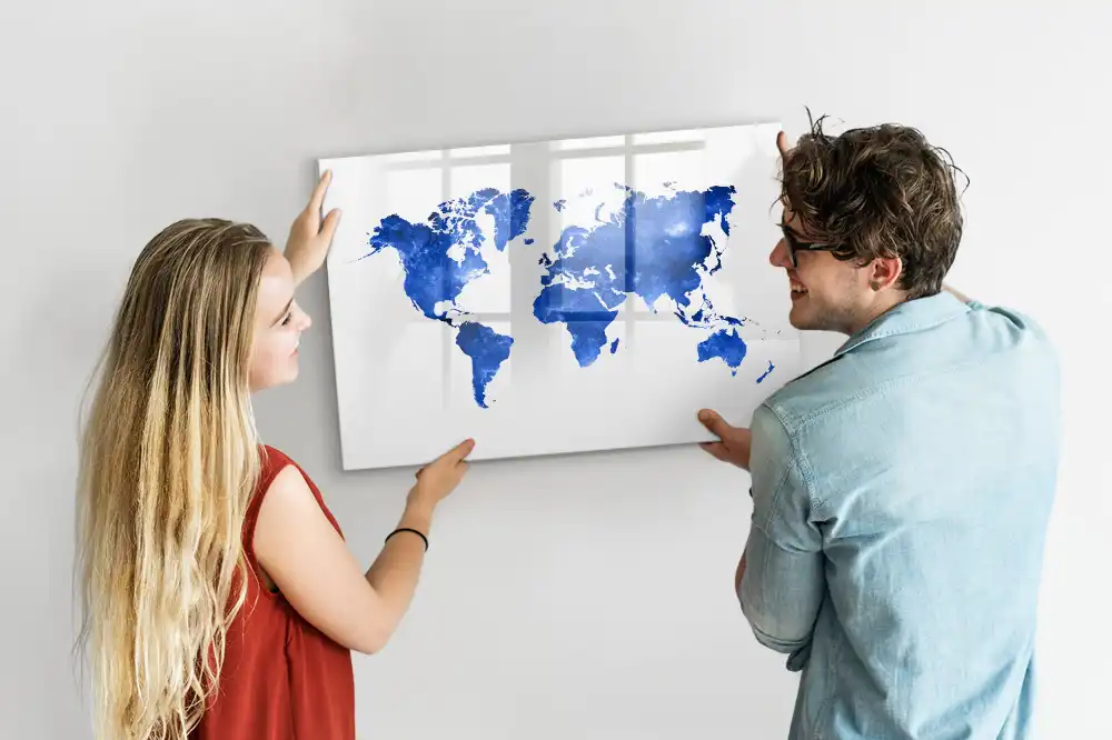 Tableau magnétique pour écriture motif espace étoilé avec mappemonde