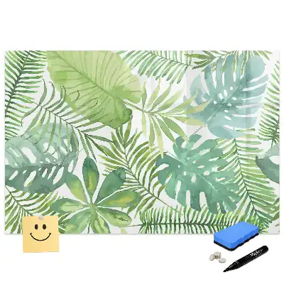 Tableau blanc magnétique effaçable à sec motif feuilles et plantes exotiques