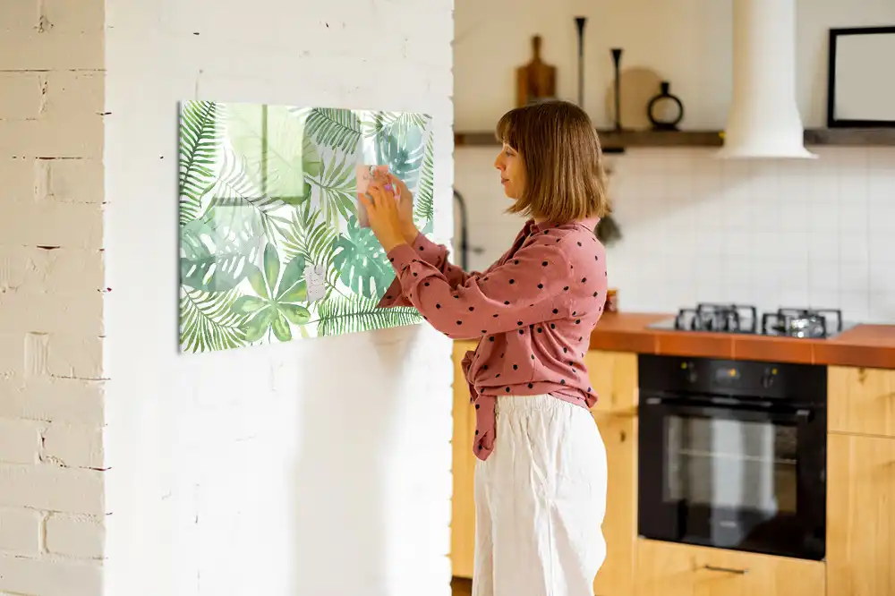 Tableau blanc magnétique effaçable à sec motif feuilles et plantes exotiques
