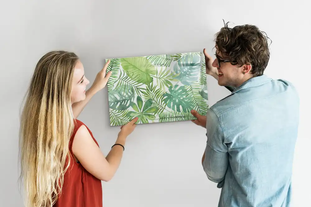 Tableau blanc magnétique effaçable à sec motif feuilles et plantes exotiques