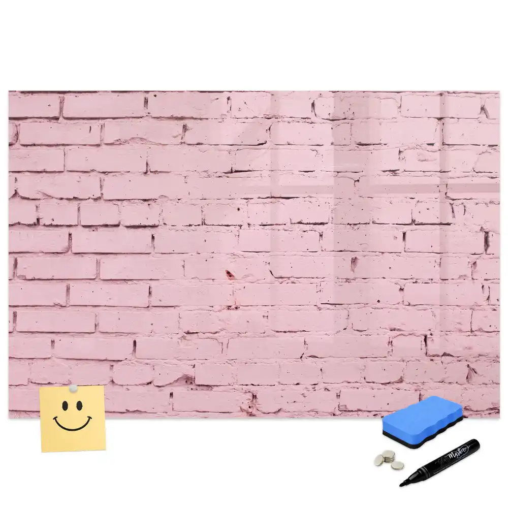 Tableau blanc magnétique effaçable à sec avec motif mur de briques rouges