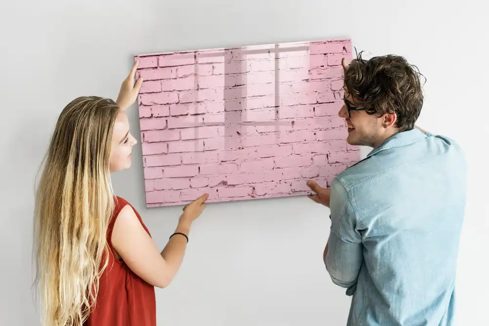 Tableau blanc magnétique effaçable à sec avec motif mur de briques rouges