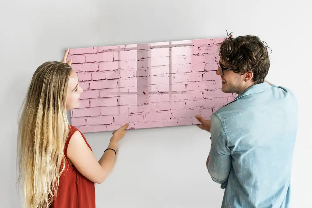 Tableau blanc magnétique effaçable à sec avec motif mur de briques rouges