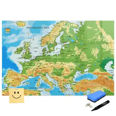 Tableau blanc magnétique effaçable à sec avec carte du monde pour l'école
