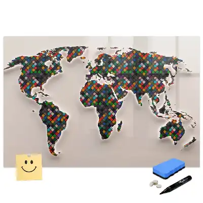 Tableau magnétique pour écriture et dessin motif globe abstrait