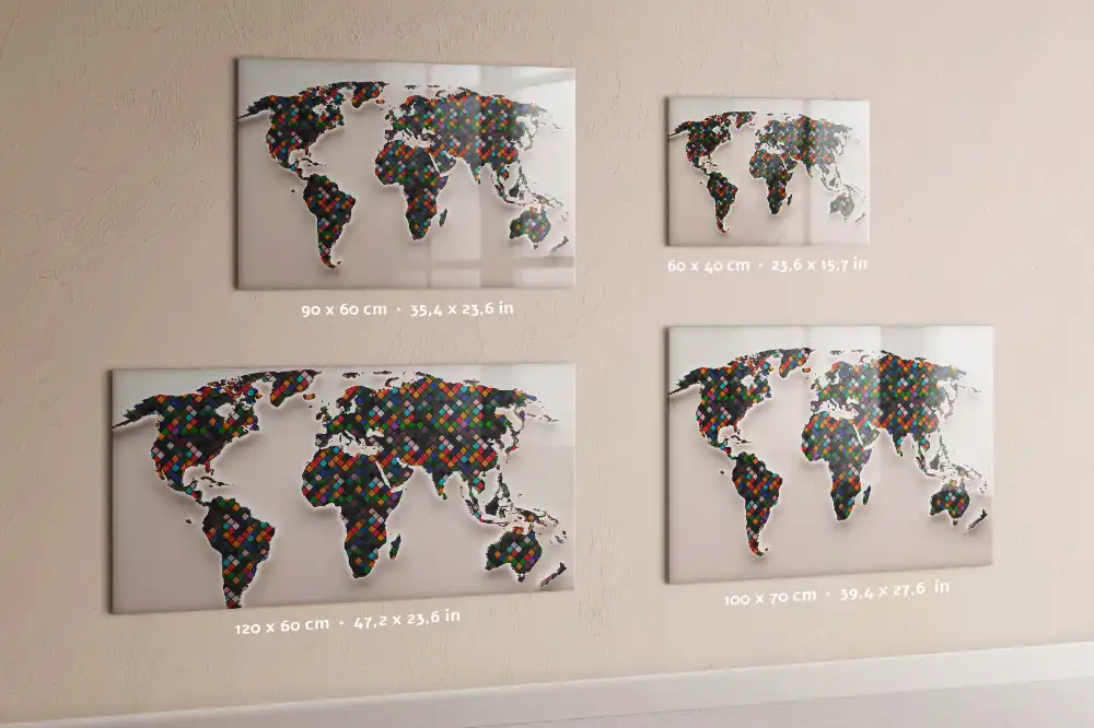 Tableau magnétique pour écriture et dessin motif globe abstrait