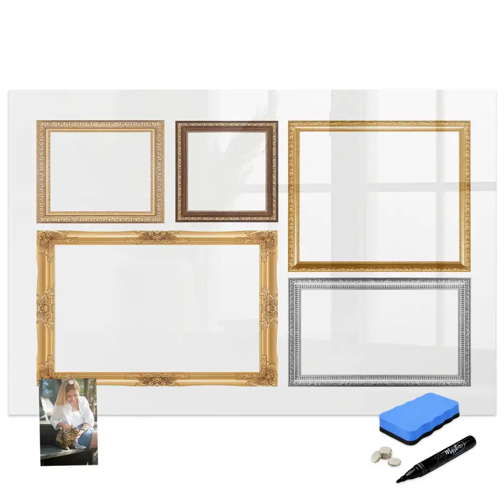 Tableau magnétique avec écriture et bordure dorée