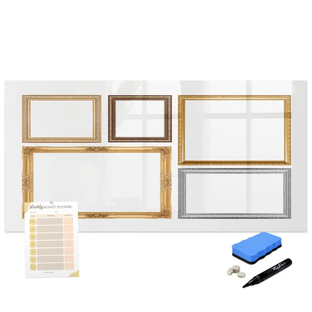 Tableau magnétique avec écriture et bordure dorée