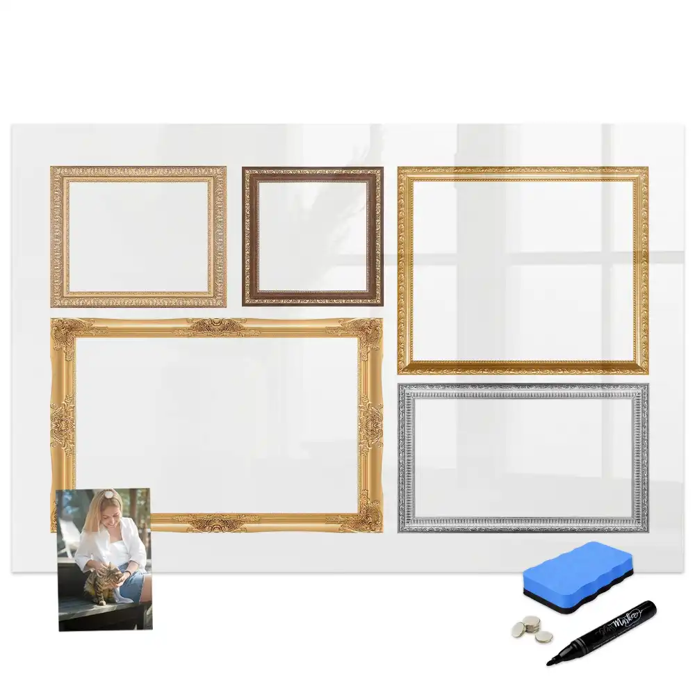 Tableau magnétique avec écriture et bordure dorée