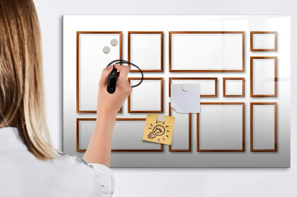 Tableau magnétique avec cadre en bois pour écriture