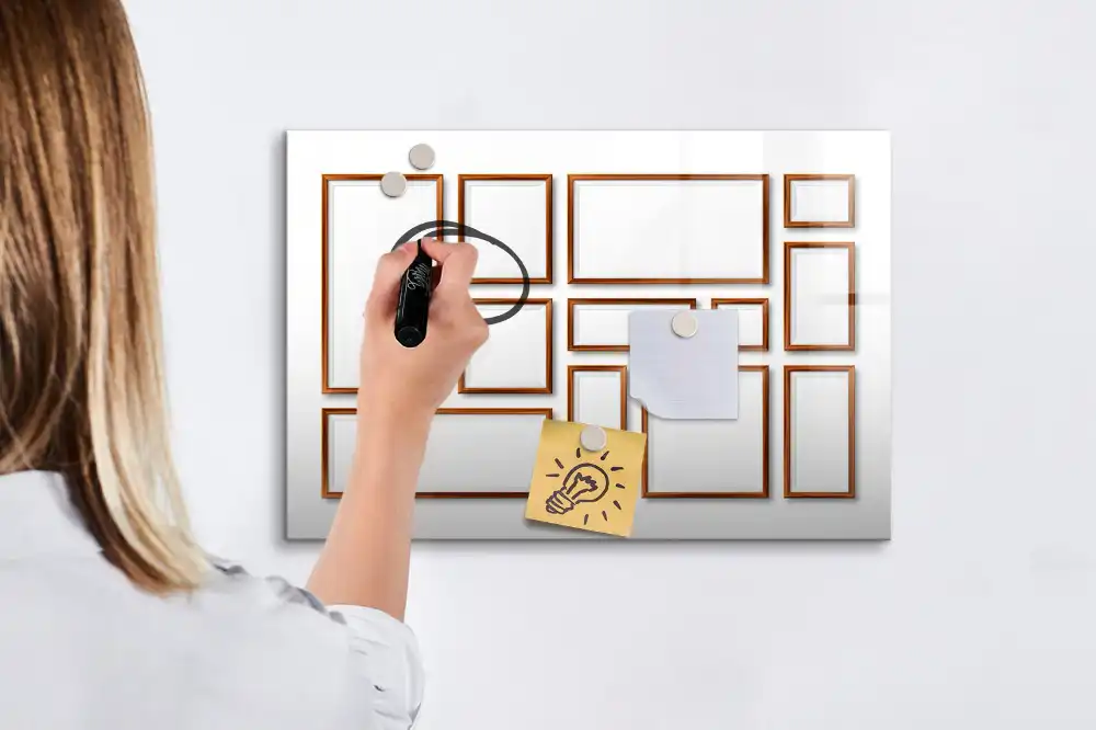 Tableau magnétique avec cadre en bois pour écriture
