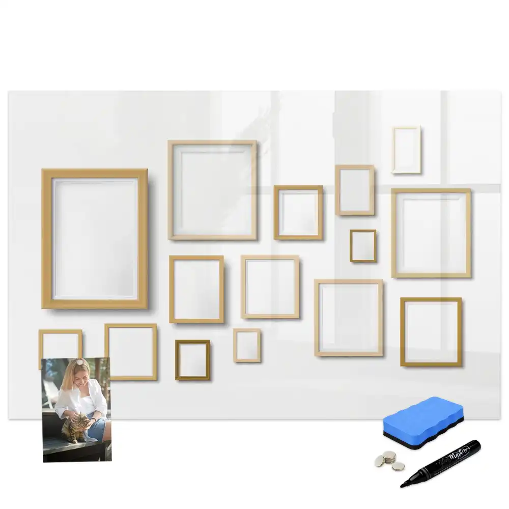 Tableau magnétique à dessiner avec cadres photo en bois